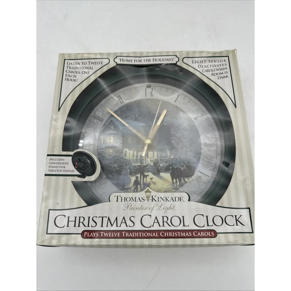 Thomas Kinkade Christmas Carol Clock 12 Traditional Carols Painter of Light